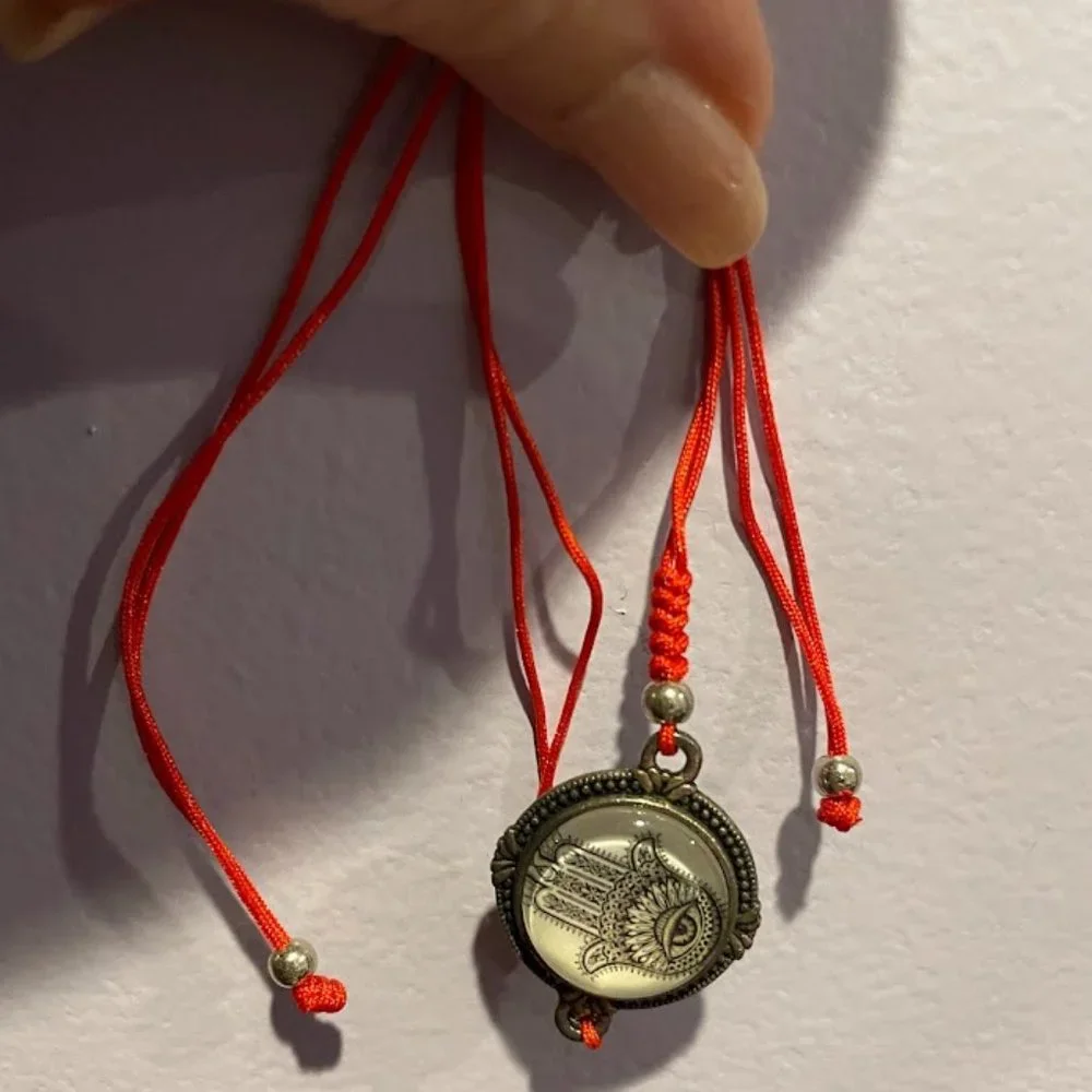 Evil Eye/Hand of Fatima - Handmade Braided Red String Bracelet - Adjustable Size - Picture 7 of 9